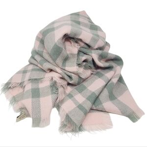 Unbranded | Women's Pink and Green Plaid Oversized Cozy Scarf (One Size)